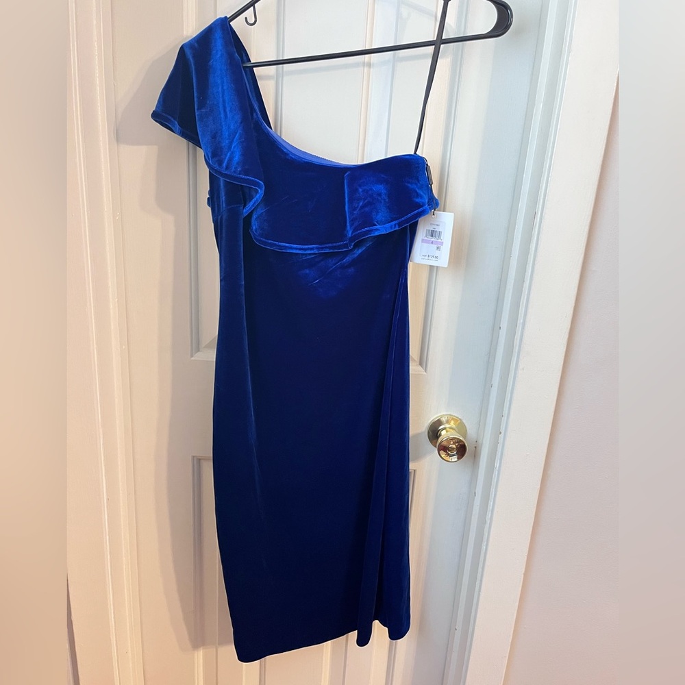 NWT** Calvin Klein Royal Blue One-Shoulder Dress